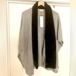 Calvin Klein One Size fits all open cardigan with faux fur lapel